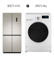 월43800원(렌탈)하이얼 4도어냉장고 433L+아쿠아 드럼세탁기 9Kg